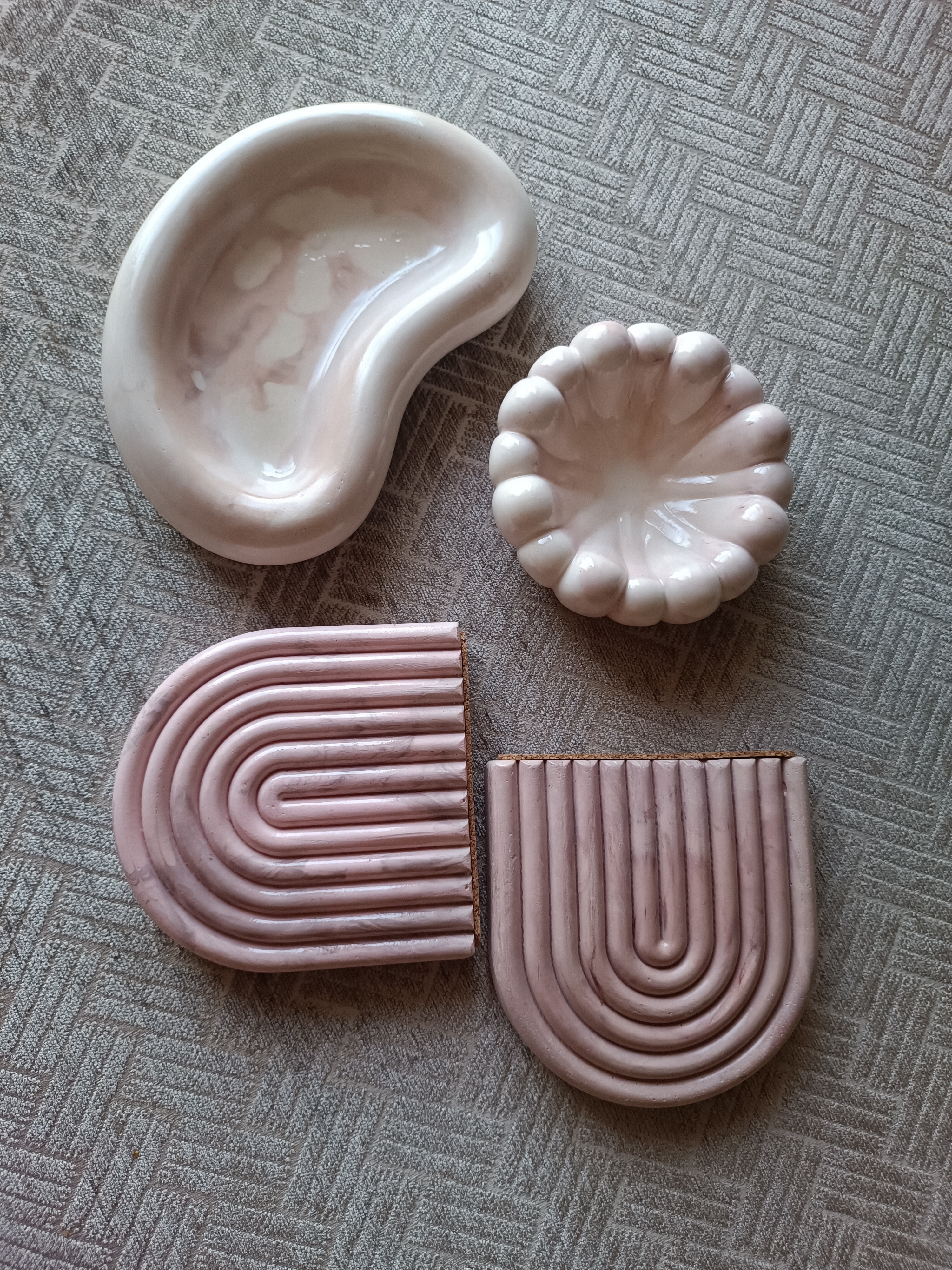 Flatlay of Shruti Nitya trinket dishes and arch trays styled together